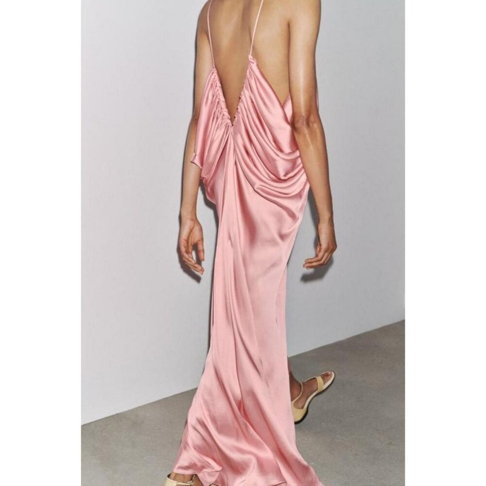 ZARA ZW COLLECTION SATIN VOLUME DRESS - Picture 8 of 16